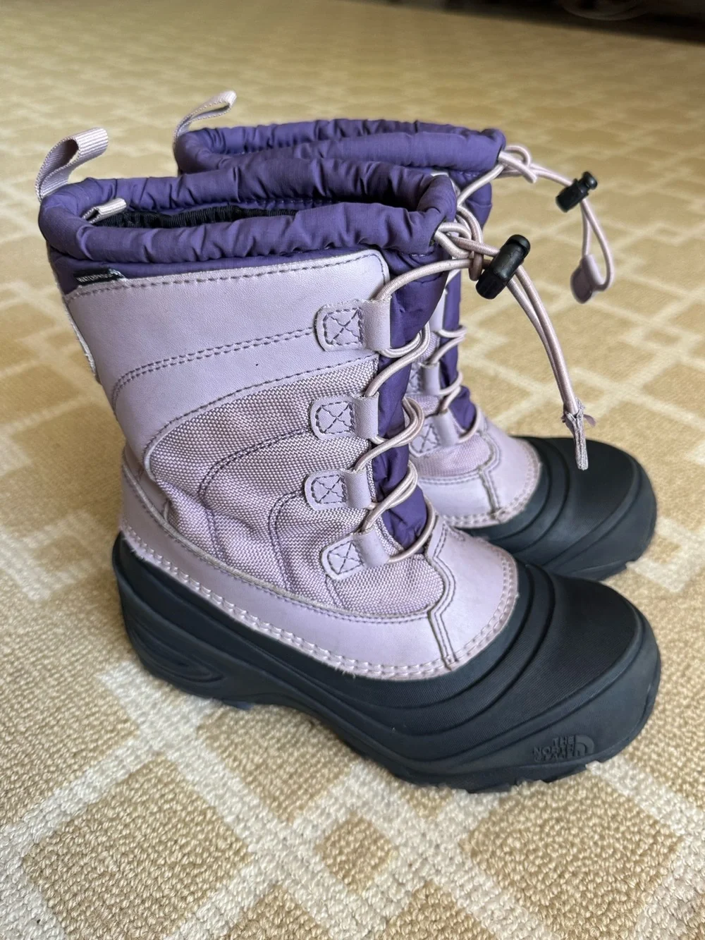The North Face Kids Waterproof Insulated Snow Boots Black Purple Girls Size 3
